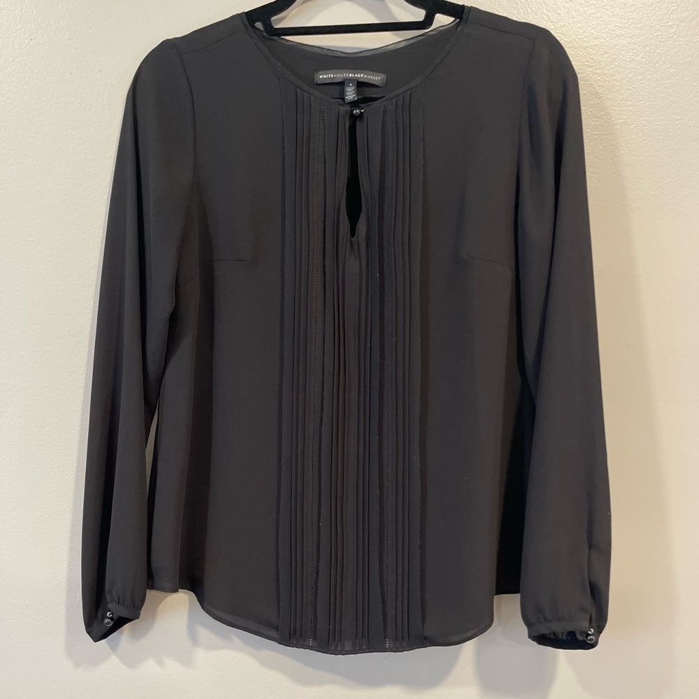 White House Black Market Black Long Sleeve Blouse